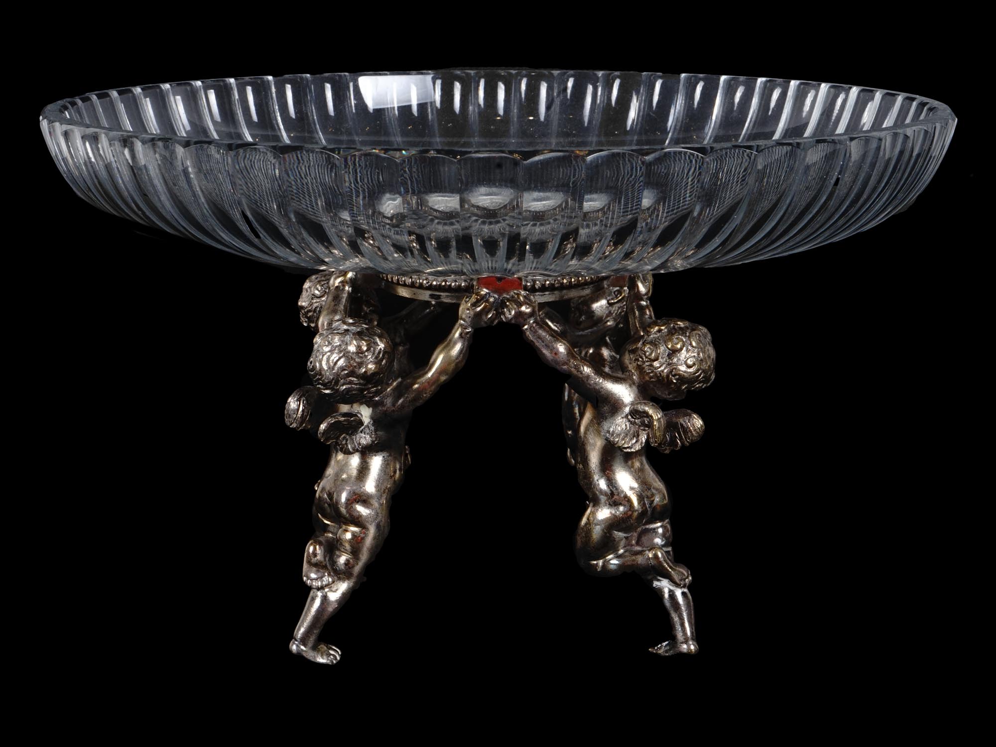 BACCARAT CRYSTAL GLASS SILVERED BRONZE FRUIT BOWL PIC-2